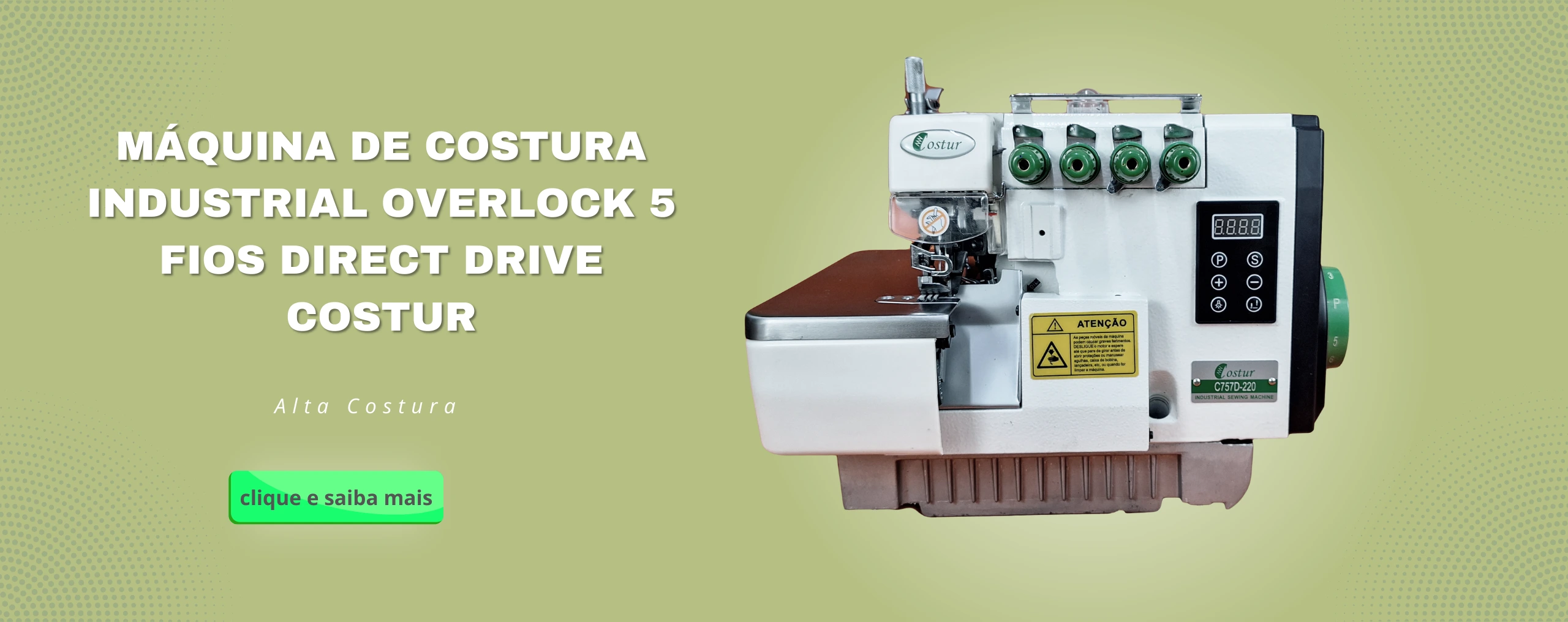 MÁQUINA DE COSTURA INDUSTRIAL OVERLOCK 5 FIOS DIRECT DRIVE COSTUR COMPLETA C757D