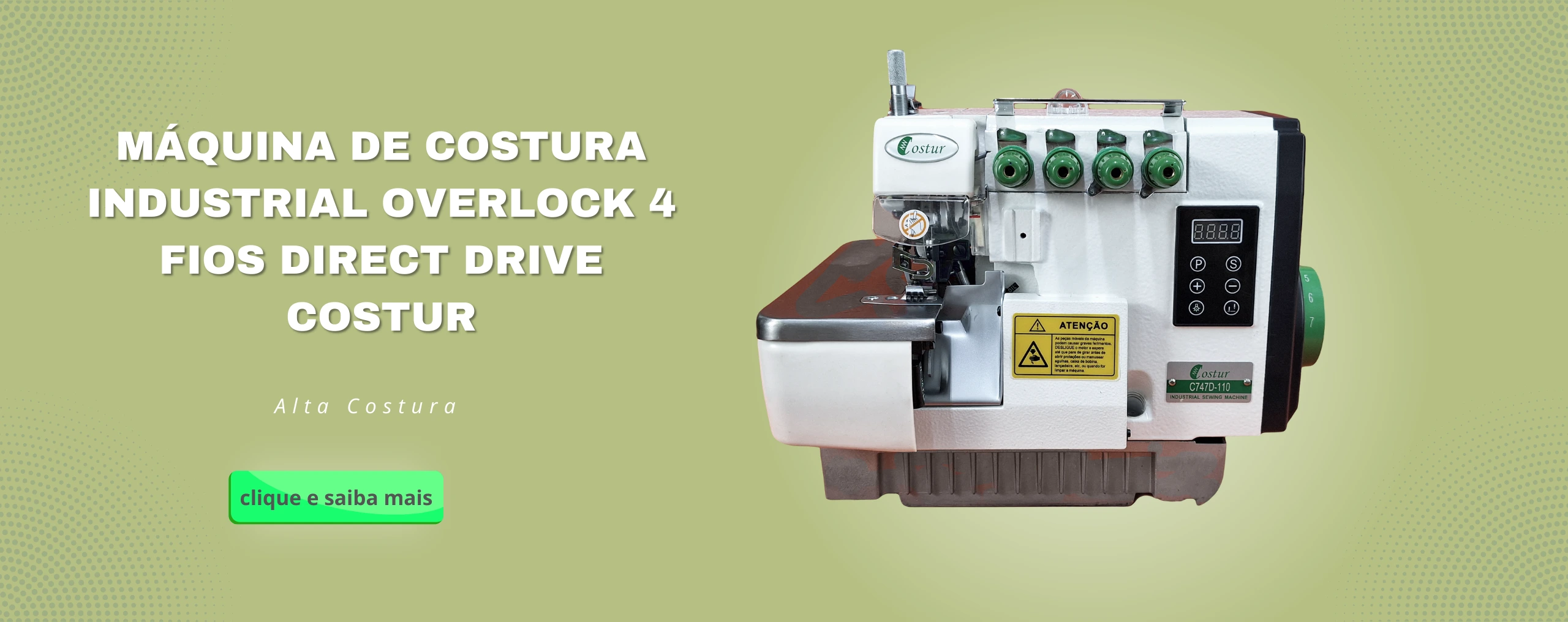 MÁQUINA DE COSTURA INDUSTRIAL OVERLOCK 4 FIOS DIRECT DRIVE COSTUR COMPLETA C747D