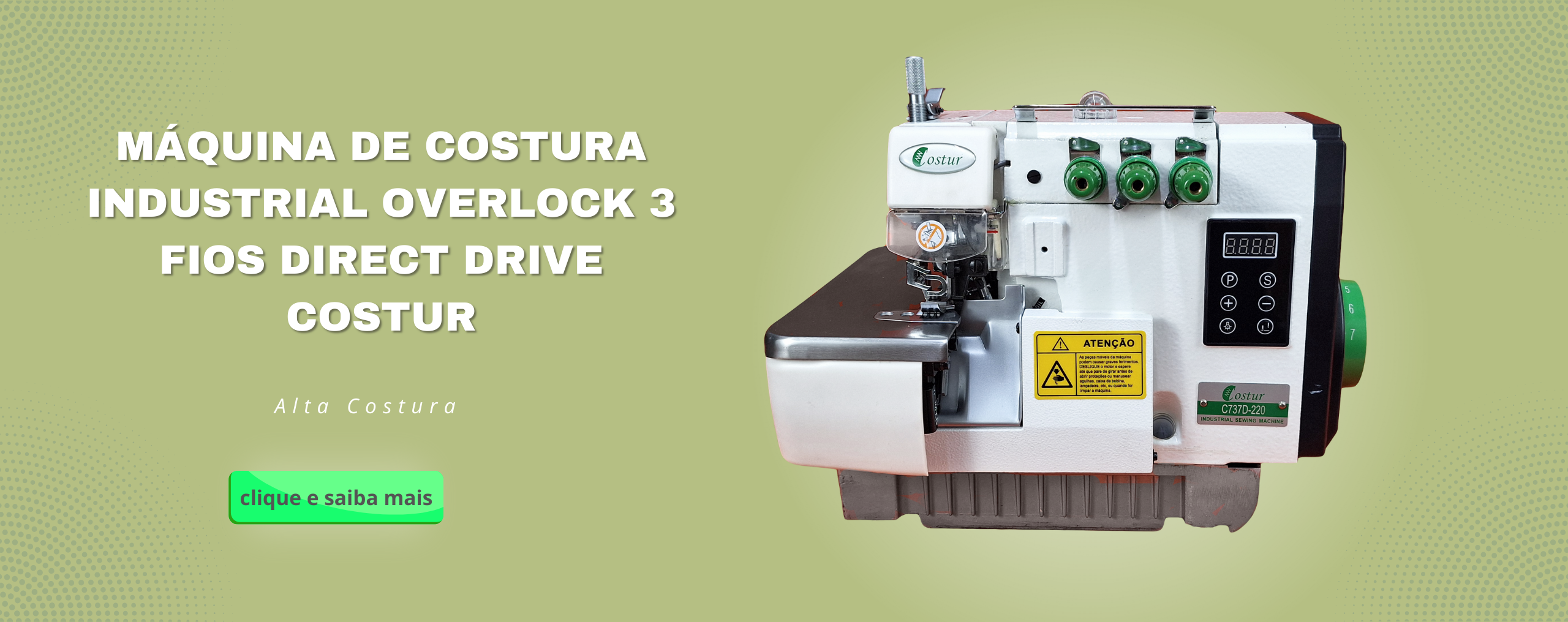 MÁQUINA DE COSTURA INDUSTRIAL OVERLOCK 3 FIOS DIRECT DRIVE COSTUR COMPLETA C737D